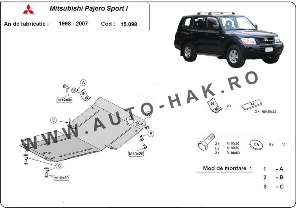 Scut motor metalic Mitsubishi Pajero Sport 1 1998-2007