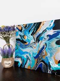 Vând tablou abstract, decorativ, albastru 40x40 cm