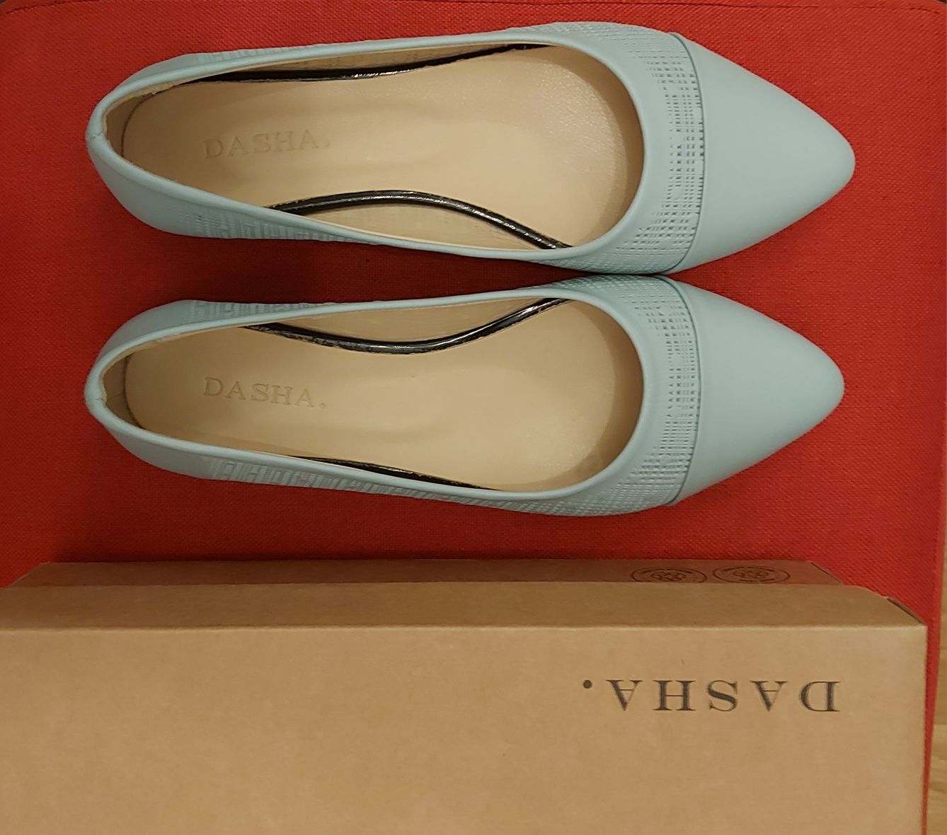 Pantofi dama din piele noi Dasha culoare bleu, nr.39