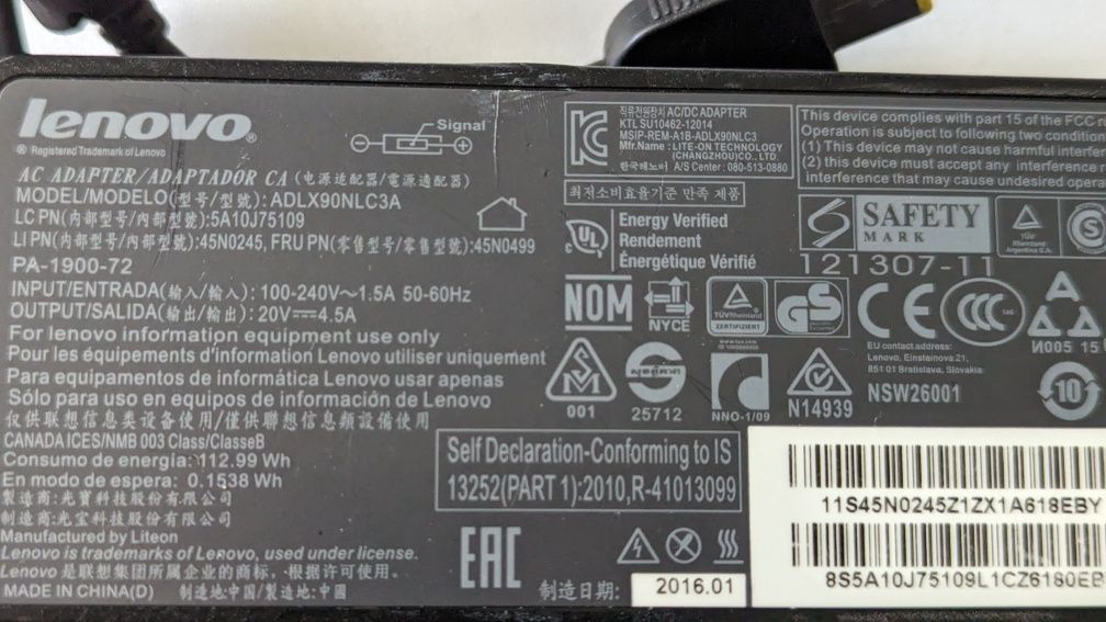 Alimentator Incarcator Lenovo 90W ADLX90NLC3A