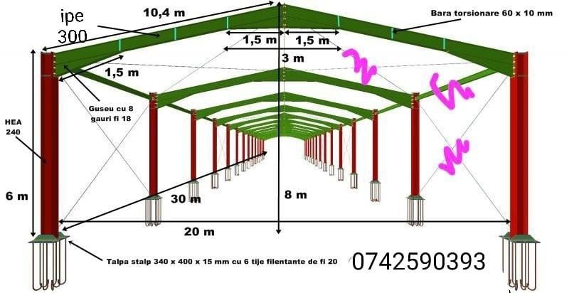 Vând hală structură metalica 10x35h5