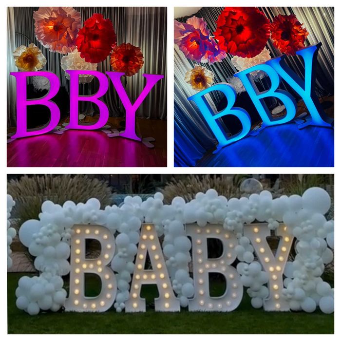 Litere volumetrice luminoase colorate botez, nunta, majorat, petrecere