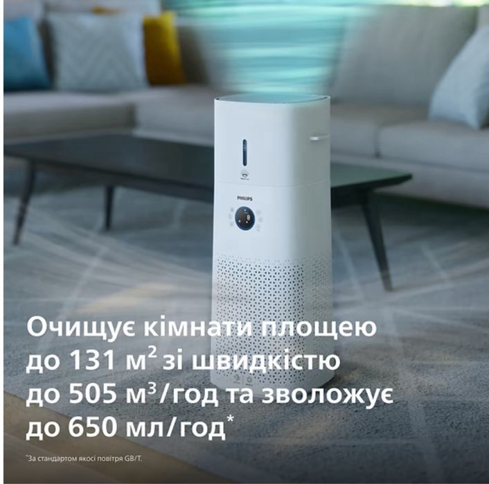 Очиститель и увлажнитель воздуха 2в1 Phillips,131 м², глобал AC3737/10