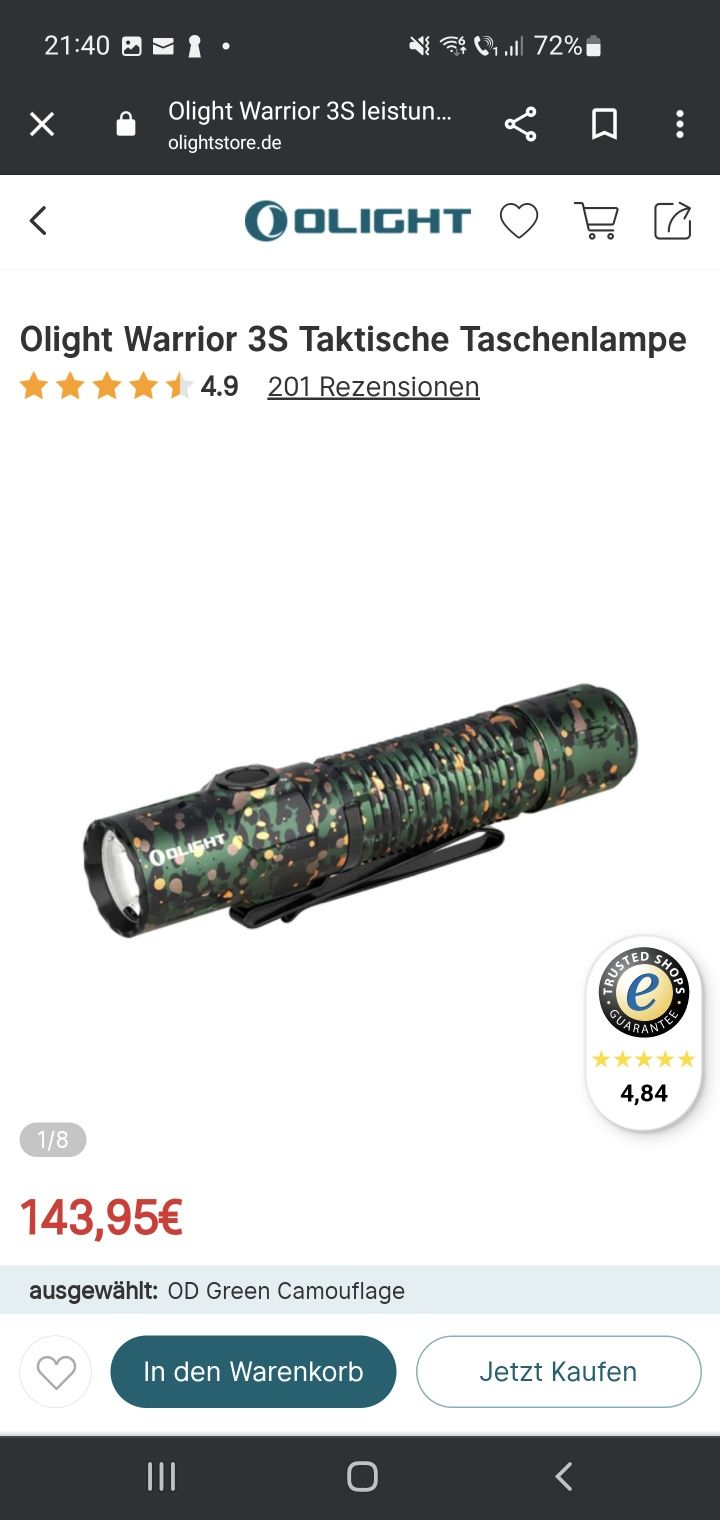 Olight Warrior 3S editie limitata splash camo verde