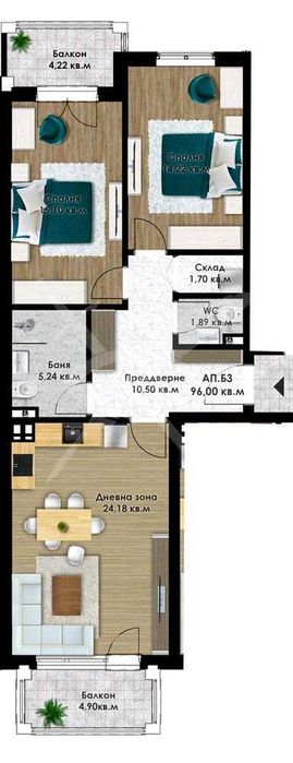 Тристаен апартамент в Остромила 514-18034