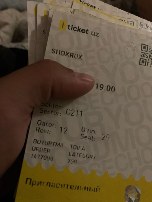Shoxrux rap konsertiga bilet  1-Noyabr| Bilet sotiladi