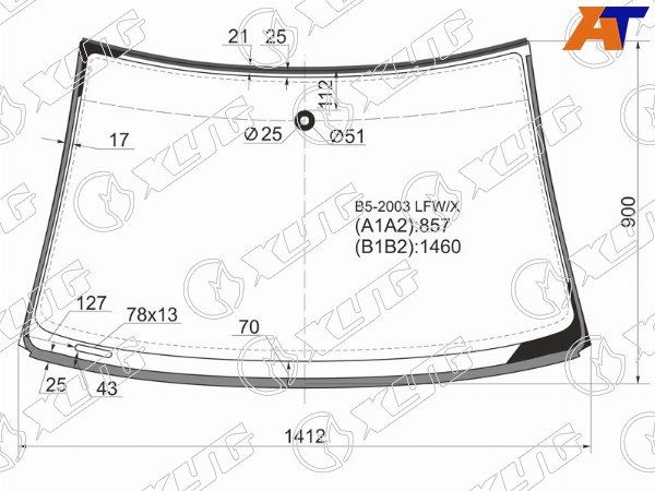 Стекло лобовое + дд VOLKSWAGEN PASSAT B5 4/5D 96-05/SKODA SUPERB 02-08