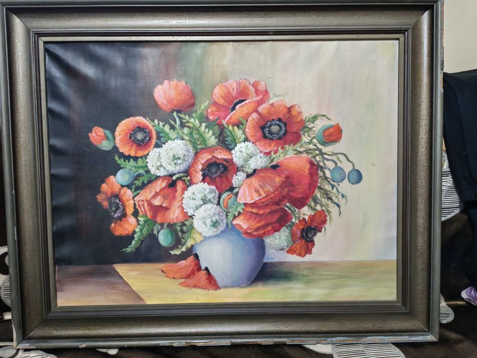 Tablou ulei pe panza - flori, rama masiva