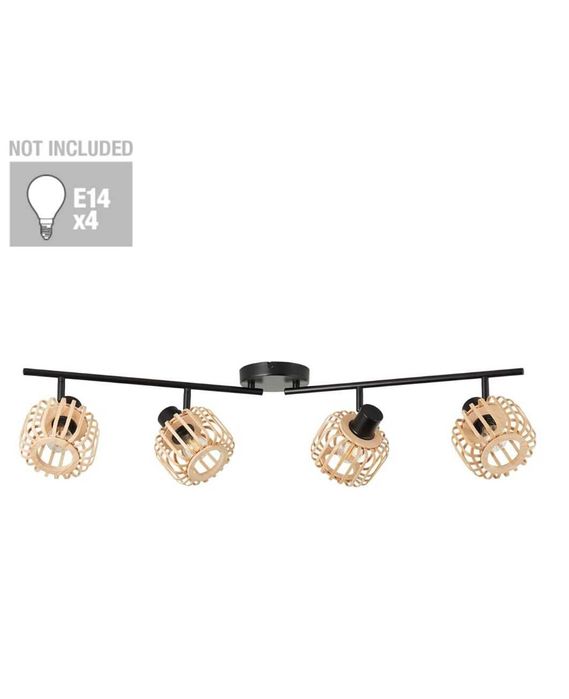 Lustra Inspire  Pecan, Bambus,  Metal, IP20, Negru/Bej