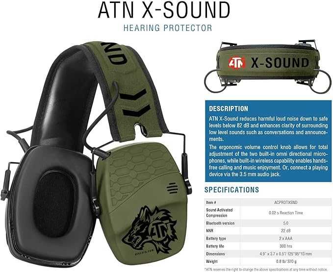 Наушники для стрельбы ATN X-SoundSmart Hearing Protector Bluetooth США