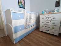 Бебешко креватче, Ниа - трансформиращо, синьо, 65х160 см. - Dizain Bab