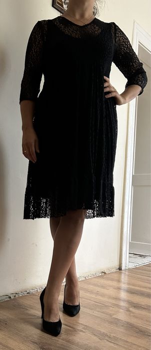 Rochie neagra dantela, scurta, L