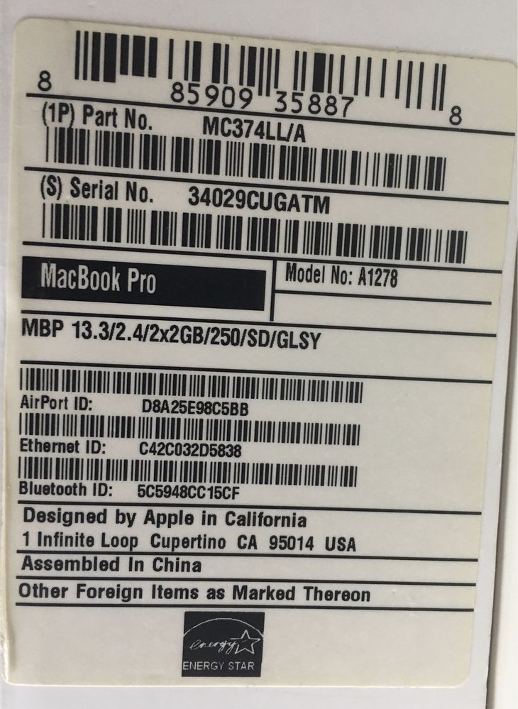 Vand MacBook Pro 13,3; model A1278, SSD, mid 2010