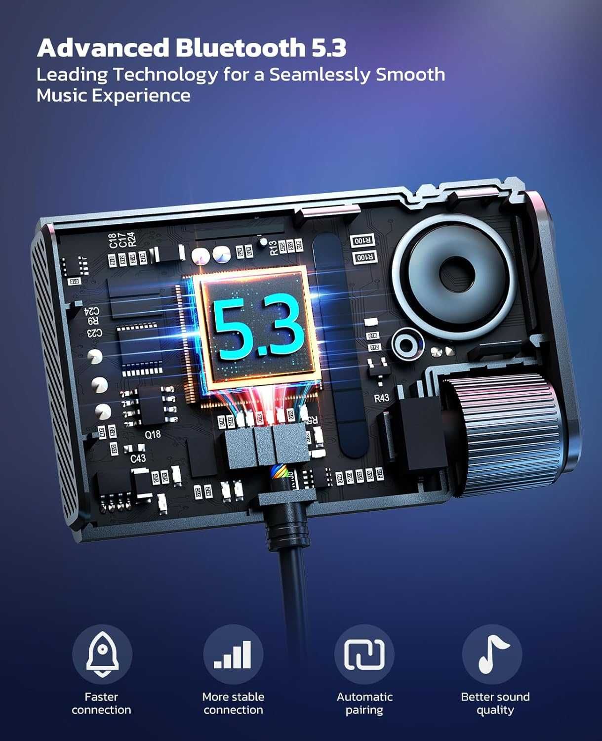 Nulaxy BR06 AUX-Bluetooth трансмитер за автомобил с 3.5мм аудио