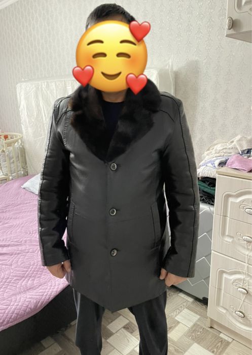 Мужская дубленка с норковым воротником