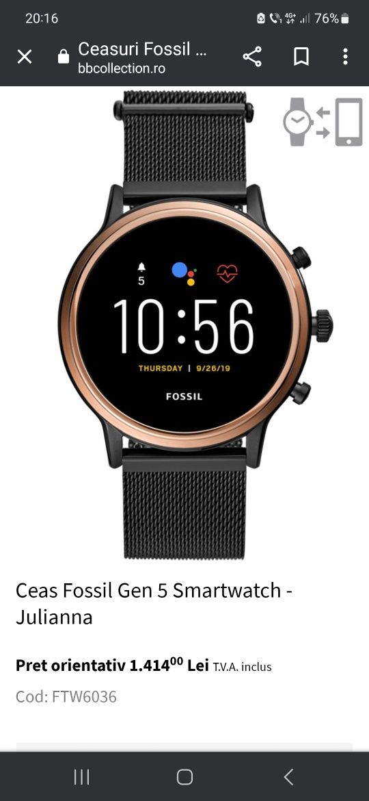 Smartwatch FOSSIL Gen 5- julianna