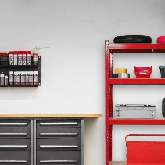 Тежкотоварен стелаж Relaxdays с 5 рафта в червено 180см,до 875кг