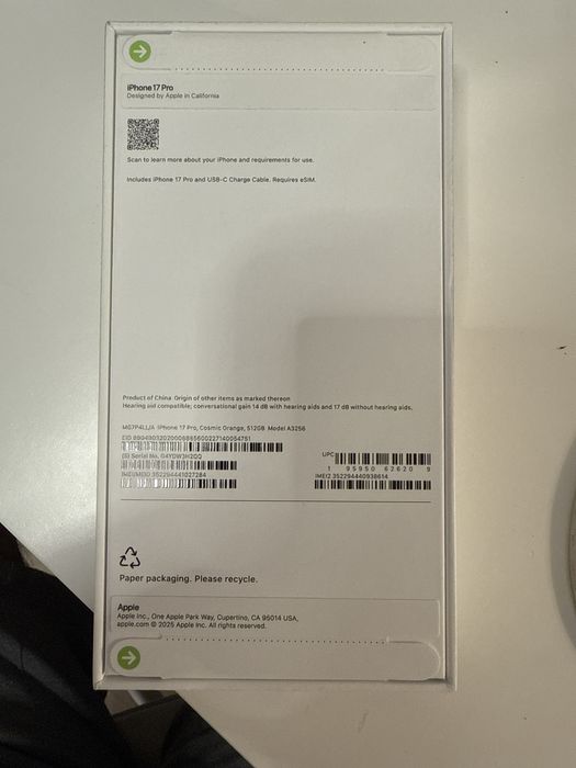 iPhone 17 PRO 512GB Cosmic Orange - model SUA - eSIM DualSim