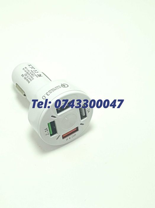 Incarcator Universal Masina Auto 4 Porturi Bricheta Usb Qc Fastcharge