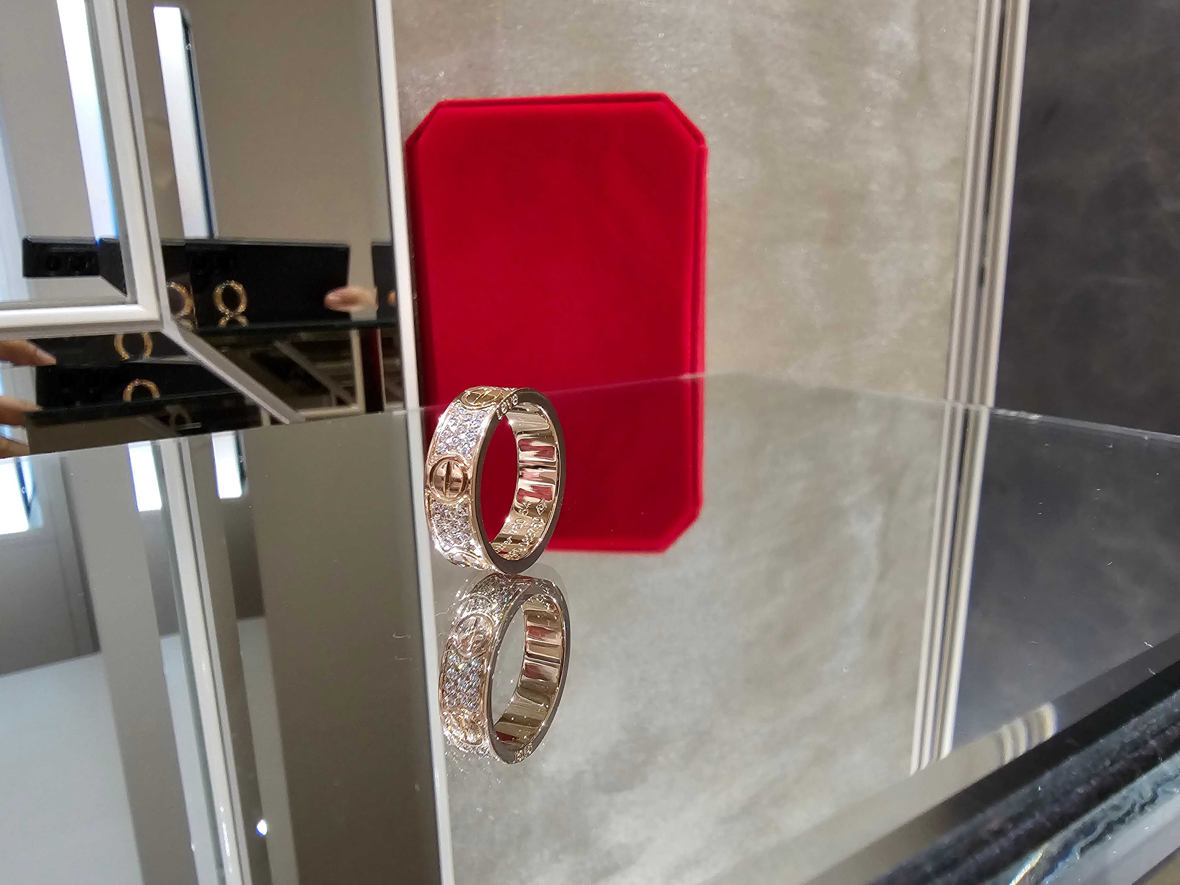 CARTIER Love Band Rose Gold Classic Model Paved Diamonds Пръстен
