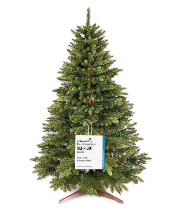 Brad artificial Pure Living 250 cm, ramuri realiste, suport lemn