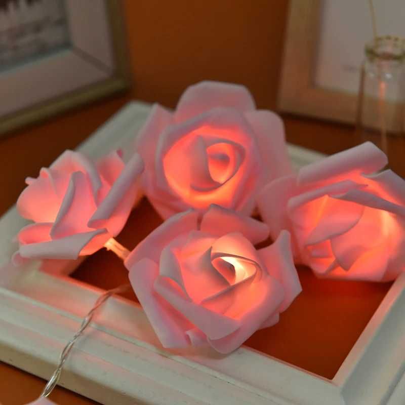 Светодиодная гирлянда -светильник Роза.1,5 м. -10 роз. Цветы крупные.