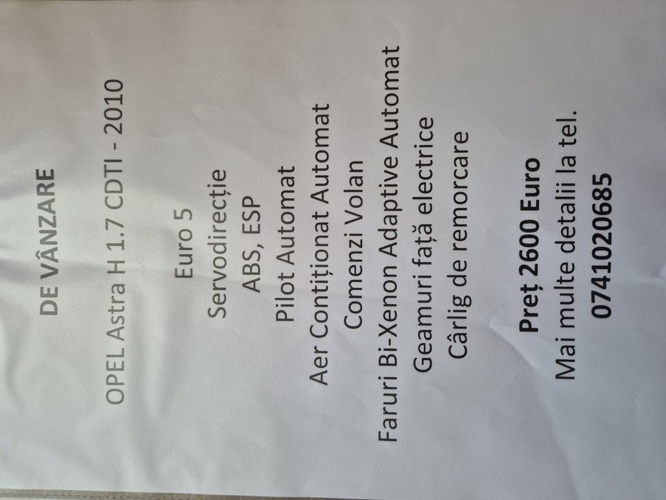 Vind  Opel  Astra  H  1 .7 CDTI