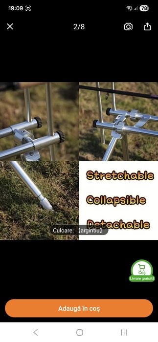 Rod Pod pescuit din Inox cu 5 posturi