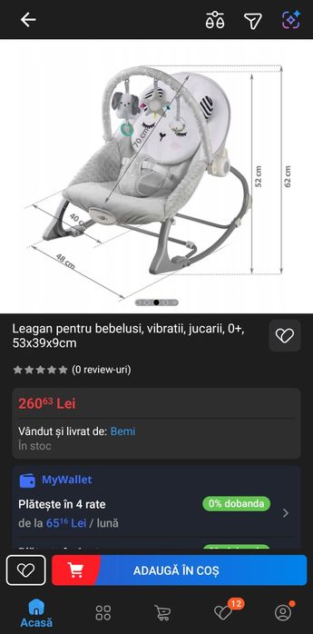 Leagan pentru bebeluși cu vibrații
