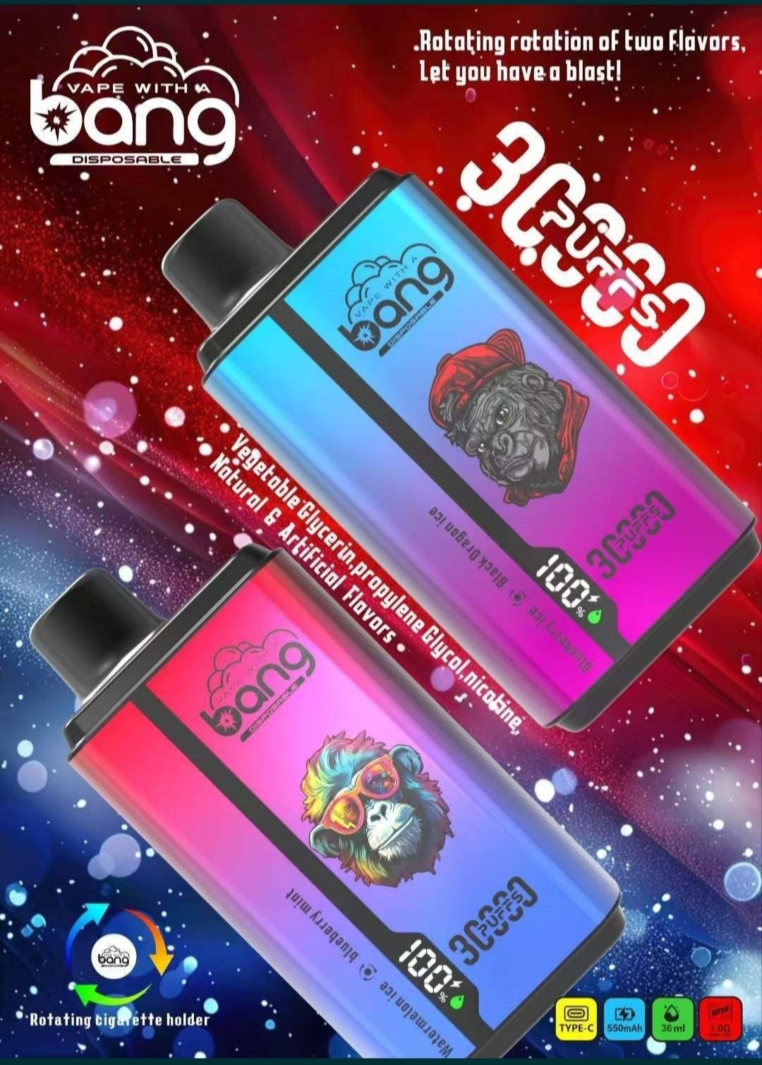 Vape 30.000 puffs 2 arome Display Originale