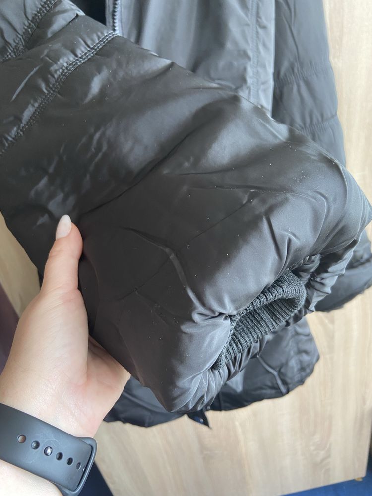 Кокетно топло черно яке XL