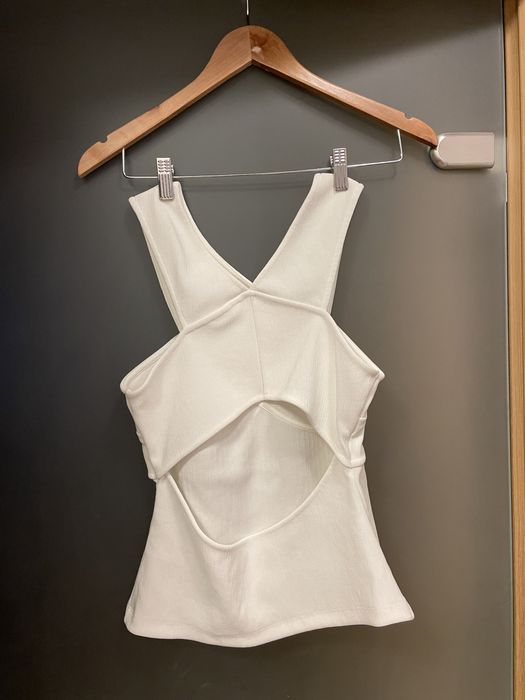 Maieu, Top, Alb,  cu decupaj, model bande petrecute, Zara, 38