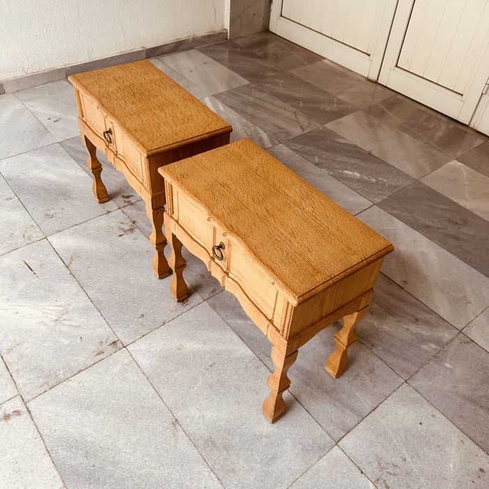 Оригинални датски нощни шкафчета Snedkergårdens-масивен дъб 60-70-те