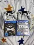 2 manete wireless albe ps4, plus 2 jocuri