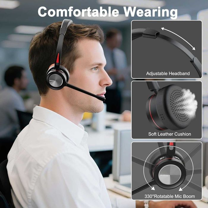 Beebang Bluetooth слушалки с микрофон,бутон за изключване на микрофона