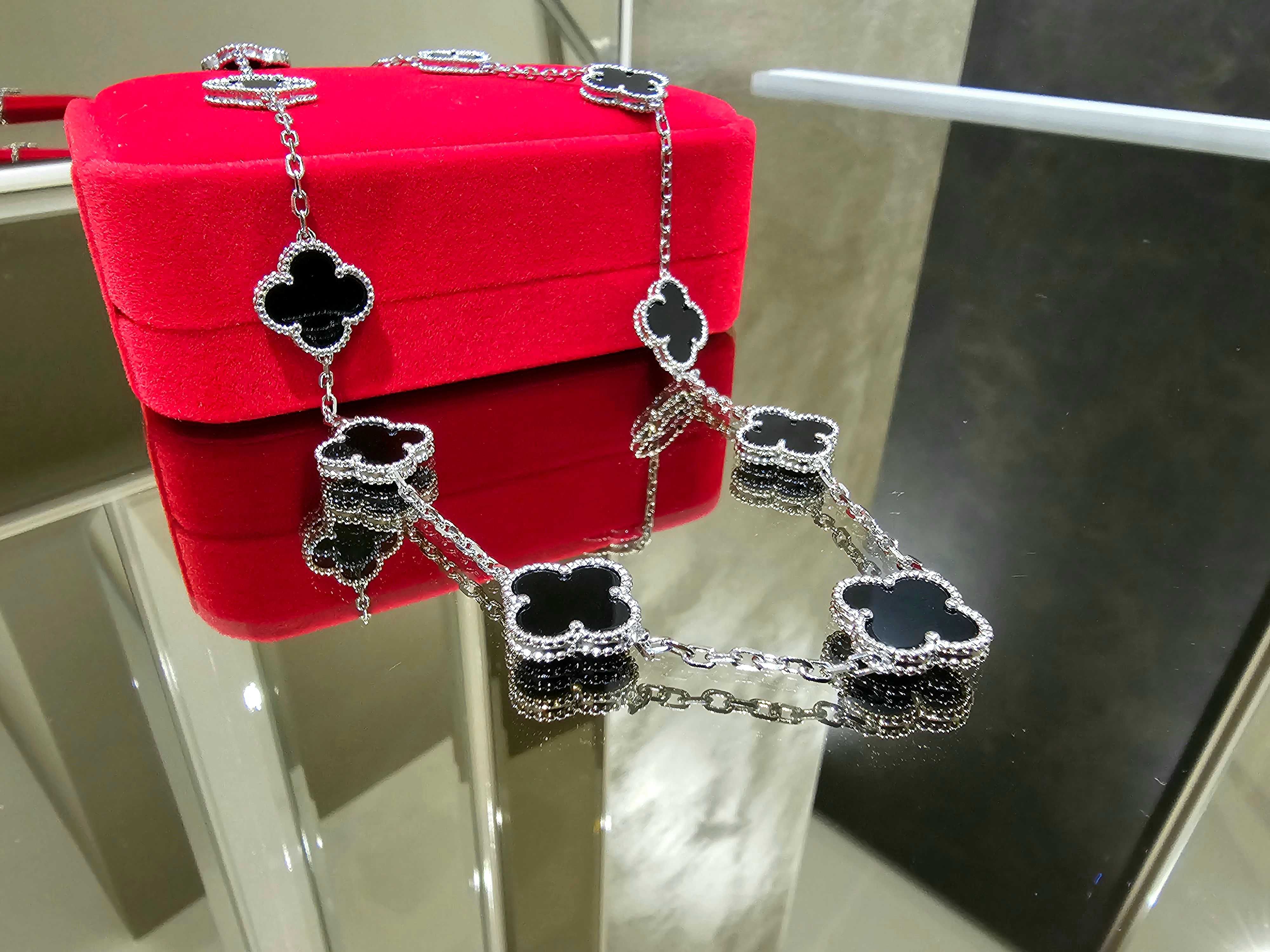 Van Cleef & Arpels VCA Silver Black 10 Motifs Alhambra Дамско Колие