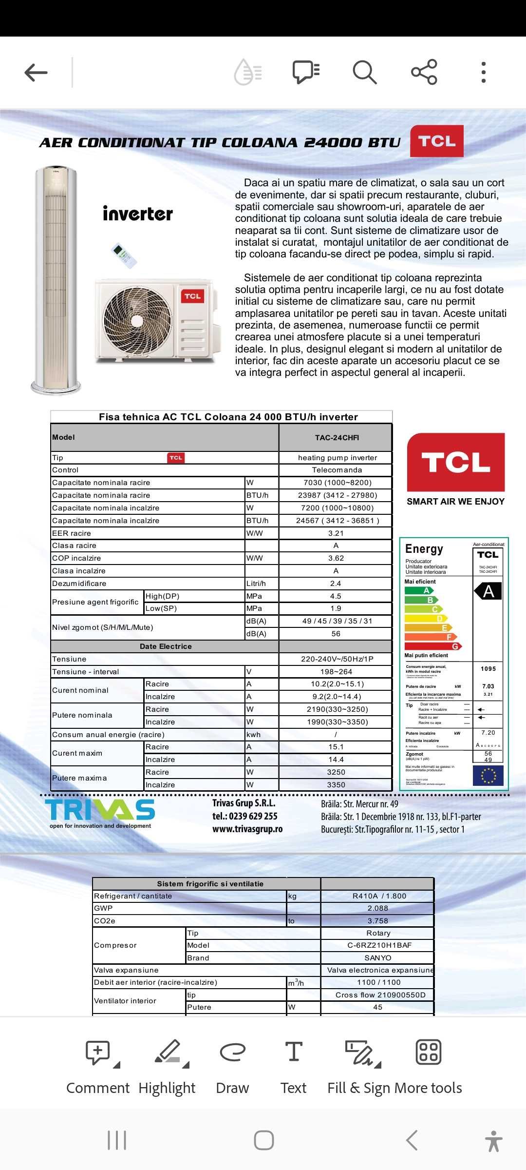 Колонен климатик TCL 24000btu 24CHFI. Гаранция и монтаж