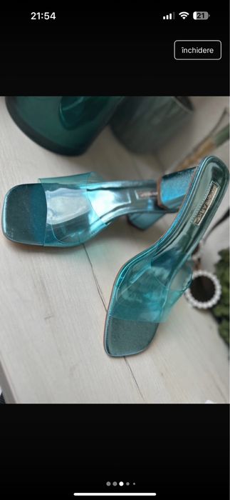 Papuci cu toc , marimea 39 , bareta transparenta