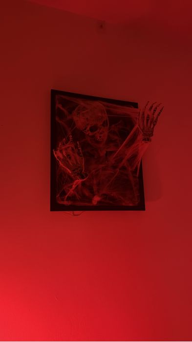 Tablou decorativ Halloween 3D iluminat cu schelete – 40x50 cm
