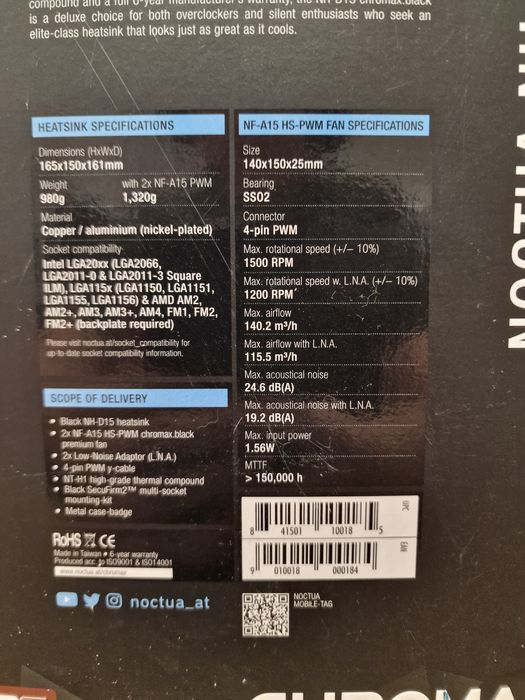 Cooler Noctua NH-D15 chromax negru