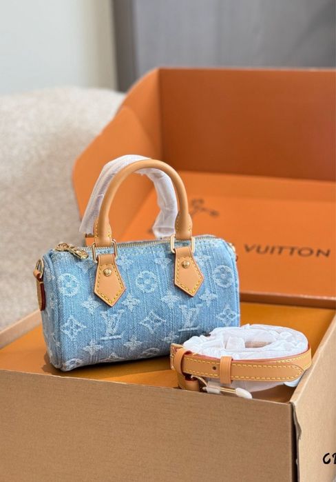 Geanta Louis Vuitton speedy denim piele naurala pe stoc