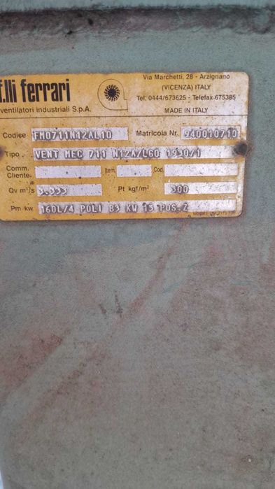 Ventilator pentru aspiratie rumegus