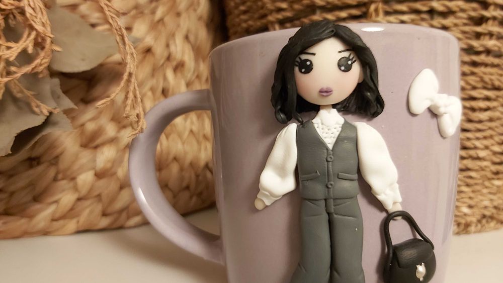 Cadou sotie/iubita cana papusa fimo handmade