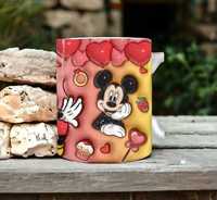 Cana personalizata, Mickey si Minnie Mouse love, Ceramica, Alb, 350 ml