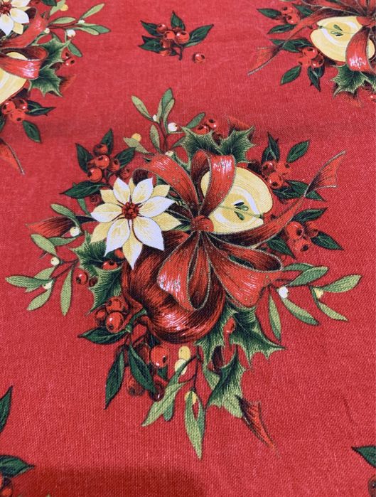 Ocazie.Fata masa rosie 140x220, VINGI Italia 100% bumbac, de sarbatori