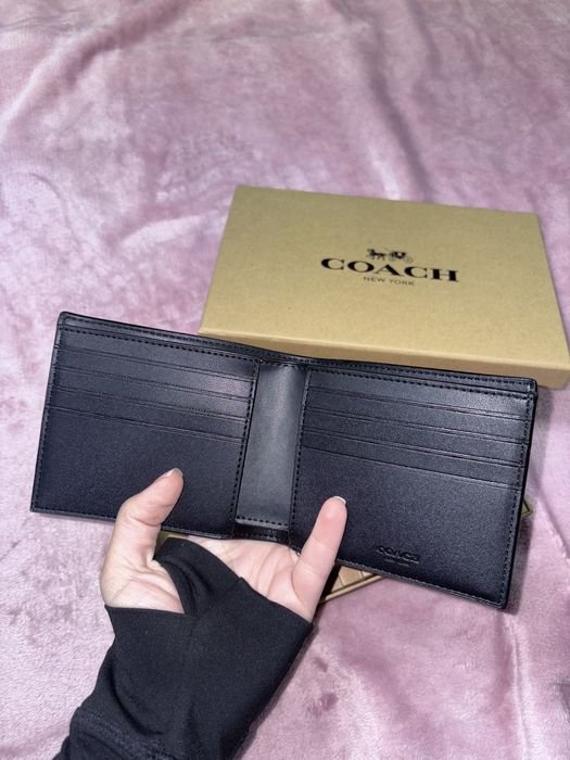 Portofel Coach și portcard set la cutie Maro Crem Bej Negru  Nou new