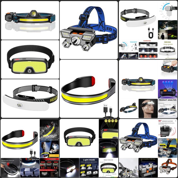 LED Bosh Fonar • COB + Spot • 230° Keng Nur • Kuchli • USB Zaryad