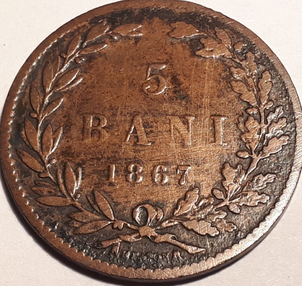 Moneda veche, 5 bani 1867