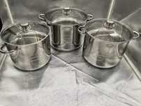 Set 3 oale inox RoyaltyLineRL-SP3, cu capace, 8.8L,10.6L,12.6L–329 lei