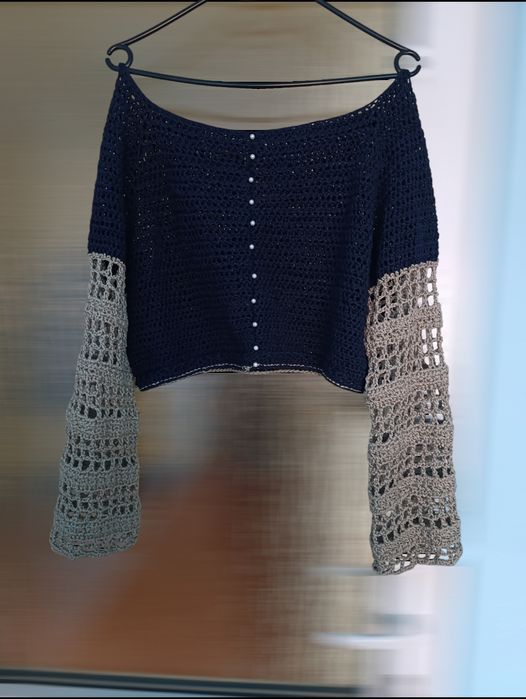 Bluza croșetată 100%handmade din materiale reciclate